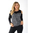 Mintás,válla nyitott,nadrágos szett ! fekete-fehér L-XXL