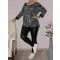 Mintás,ezüst feliratos,alja kötős felső!  L-XXL