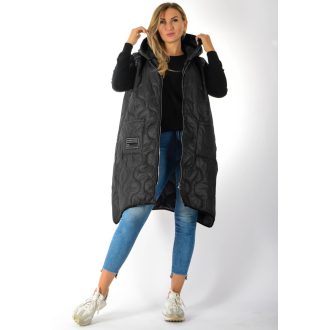 Steppelt ,kapucnis,zsebes ,ívelt aljú,cipzáras mellény!  fekete XL-3XL   Steppelt ,kapucnis,zsebes ,ívelt aljú,cipzáras mellény!  fekete XL-3XL