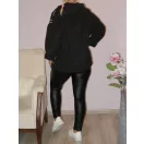 Kapucnis,zsebes,mintás buklé kabát! fekete XL-XXL