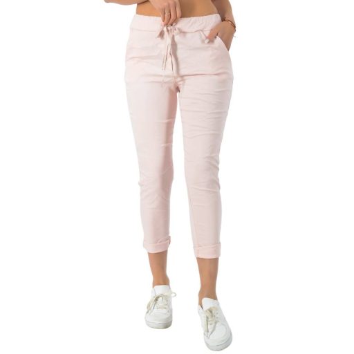 Zsebes ,gumisderekú nadrág ! púderrózsaszín  L-XXL