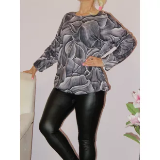   Levél mintás,gumis aljú felső ! fekete-szürke-fehér XL-XXL