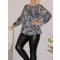 Levél mintás,gumis aljú felső ! fekete-szürke-fehér XL-XXL