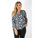 Virág mintás ingfazonú gumis aljú ,nadrágos szett ! fekete-fehér-kékL-XXL