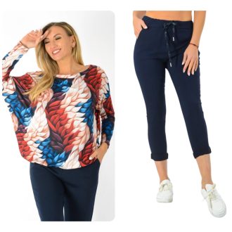   Levél mintás aszimmetrikus gumis aljú,nadrágos szett !  L-XXL