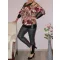 Virágos,válla nyitott,latex betétes,denevérujjas felső!  L-XXL