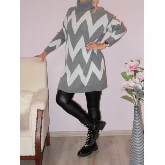 Cikk-cakk mintás,kötött tunika ! szürke L-XXL