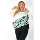 Leopárd mintás,aszimmetrikus, passzés aljú ,nadrágos szett ! zöld-fekete L-XXL