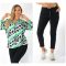 Leopárd mintás,ingfazonú, gumis aljú ,nadrágos szett ! zöld-fekete L-XXL