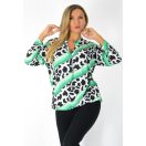 Leopárd mintás,ingfazonú, gumis aljú ,nadrágos szett ! zöld-fekete L-XXL