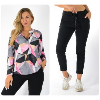   Geometriai mintás,ingfazonú, gumis aljú ,nadrágos szett !  L-XXL