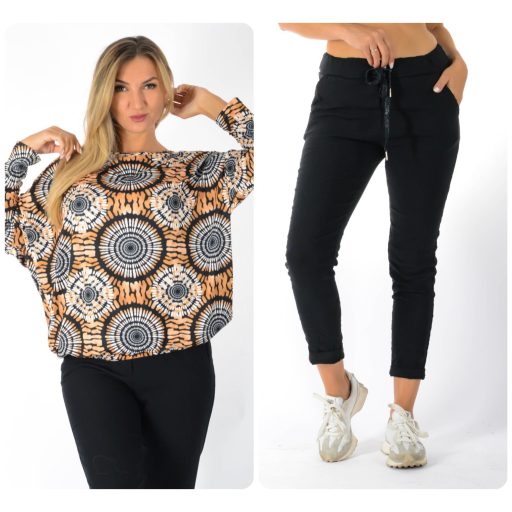 Mandala mintás aszimmetrikus gumis aljú ,nadrágos szett !  L-XXL