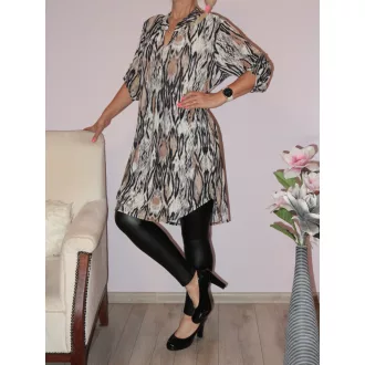   Mintás hátulja hosszabb ingtunika! ekrü-fekete-bézs  XL-3XL