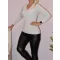 Csillámos,V nyakú gépi kötött felső! ekrü S-XL