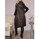 Steppelt ,kapucnis,zsebes ,ívelt aljú,cipzáras mellény! csokibarna XL-3XL