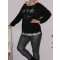 Arany virágos,leopárd kapucnis,alja kötős felső! fekete L-XXL