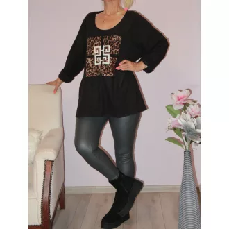 Görög mintás,leopárd betétes, felső ! fekete XXL-3XL