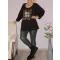 Görög mintás,leopárd betétes, felső ! fekete XXL-3XL
