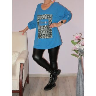 Leopárd mintás,feliratos, felső ! kék 3XL Leopárd mintás,feliratos, felső ! kék 3XL
