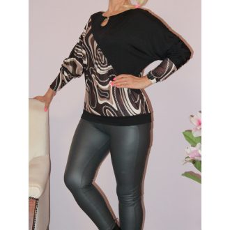 Mintás,cseppkivágású,passzés aljú felső! fekete-barna L-XL   Mintás,cseppkivágású,passzés aljú felső! fekete-barna L-XL