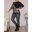 Mintás,cseppkivágású,passzés aljú felső! fekete-barna L-XL