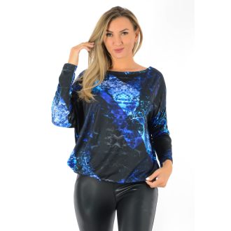 Mintás,aszimmetrikus,gumis aljú felső ! fekete-kék L-XXL Mintás,aszimmetrikus,gumis aljú felső ! fekete-kék L-XXL