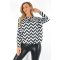 Mintás,aszimmetrikus,gumis aljú felső ! fekete-fehér L-XXL