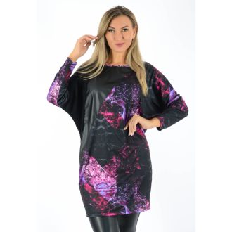 Mintás,denevérujjas,latex betétes tunika! fekete-lila-bordó L-XL   Mintás,denevérujjas,latex betétes tunika! fekete-lila-bordó L-XL