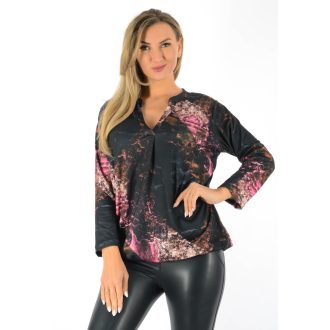 Mintás, ingfazonú ,gumis aljú felső!  fekete-púderrózsaszín L-XXL   Mintás, ingfazonú ,gumis aljú felső!  fekete-púderrózsaszín L-XXL