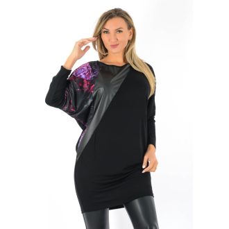 Mintás,denevérujjas,latex betétes tunika! fekete-lila-bordó L-XL   Mintás,denevérujjas,latex betétes tunika! fekete-lila-bordó L-XL