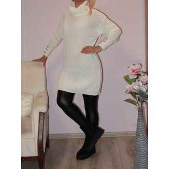 Ujján gombdíszes,garbós,kötött tunika ! törtfehér M-XL   Ujján gombdíszes,garbós,kötött tunika ! törtfehér M-XL