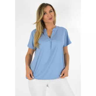 Egyszínű, ingfazonú ,gumis aljú felső! kék L-XXL