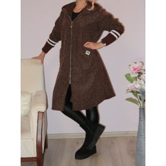 Zsebes,passzés ujjú,nemez anyagú kabát!  csokibarna XXL Zsebes,passzés ujjú,nemez anyagú kabát!  csokibarna XXL