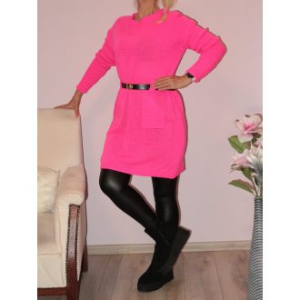 Kenguruzsebes,öves,kötött tunika ! neonpink L-XL Kenguruzsebes,öves,kötött tunika ! neonpink L-XL
