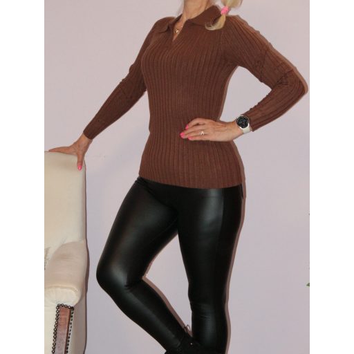 Ingfazonú ,V nyakú kötött felső! csokibarna S-XL