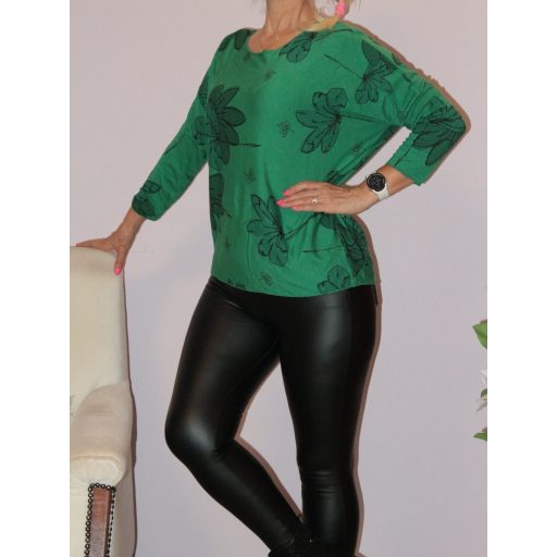 Virágos,denevérujjas  felső ! zöld L-XL