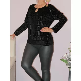   Mintás,plüss anyagú,cseppkivágású,gumis aljú felső! fekete L-XL