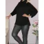 Geometriai mintás,puhaanyagú garbó!  fekete XL-XXL