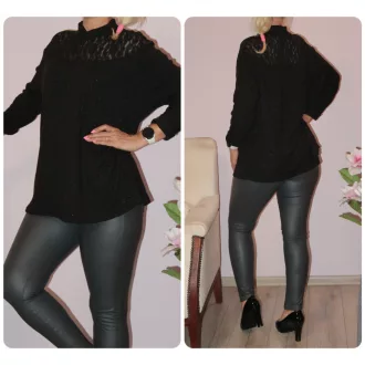 Csipkebetétes,csillámos félgarbó!  fekete L-XXL