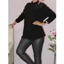 Csipkebetétes,csillámos félgarbó!  fekete L-XXL
