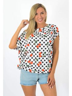   Pöttyös, cseresznye mintás,lenge, YESSTORY gumis aljú felső ! L-XXL