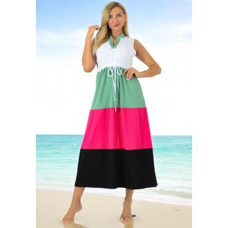   Több színű ,ingfazonú,A vonalú,ujjatlan maxi ruha! zöld L-XL