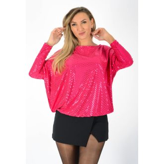 Csillámos,aszimmetrikus,gumis aljú felső ! pink L-XXL