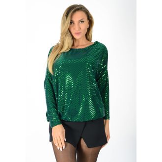 Csillámos,aszimmetrikus,gumis aljú felső ! zöld L-XXL