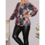 Levél mintás,V nyakú,gumis aljú felső! burgundi-türkiz L-XXL