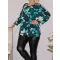 Virág mintás,gumis aljú felső ! türkiz XL-XXL