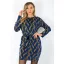 Mintás lurex anyagú, zsebes ,öves  ruha! kék-bronz M-XL