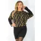 Mintás csillámos lurexes,denevérujjas ruha! fekete-bronz M-XL