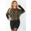 Mintás csillámos lurexes,denevérujjas ruha! fekete-bronz M-XL