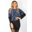 Mintás csillámos lurexes,denevérujjas ruha! kék-bronz M-XL